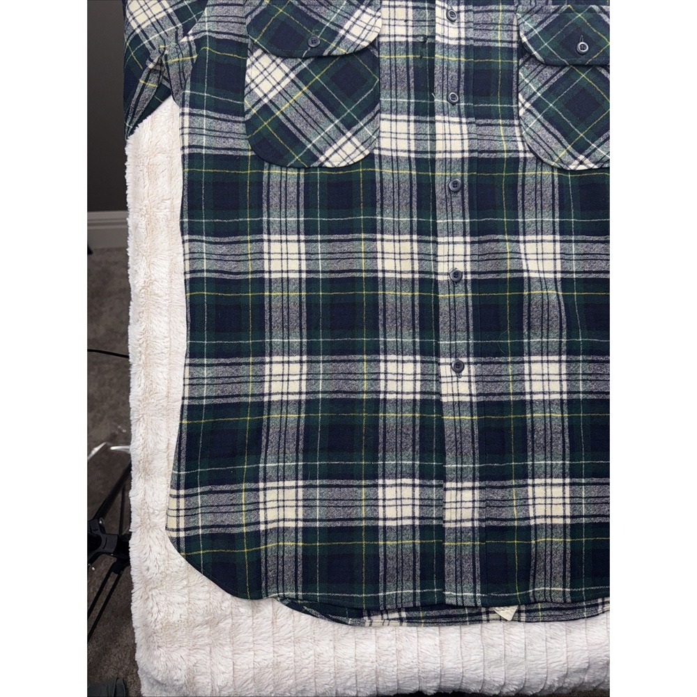 Pendleton VTG 100% Wool Board Shirt Long Sleeve Blue Green Large L Plaid Western - Picture 12 of 16